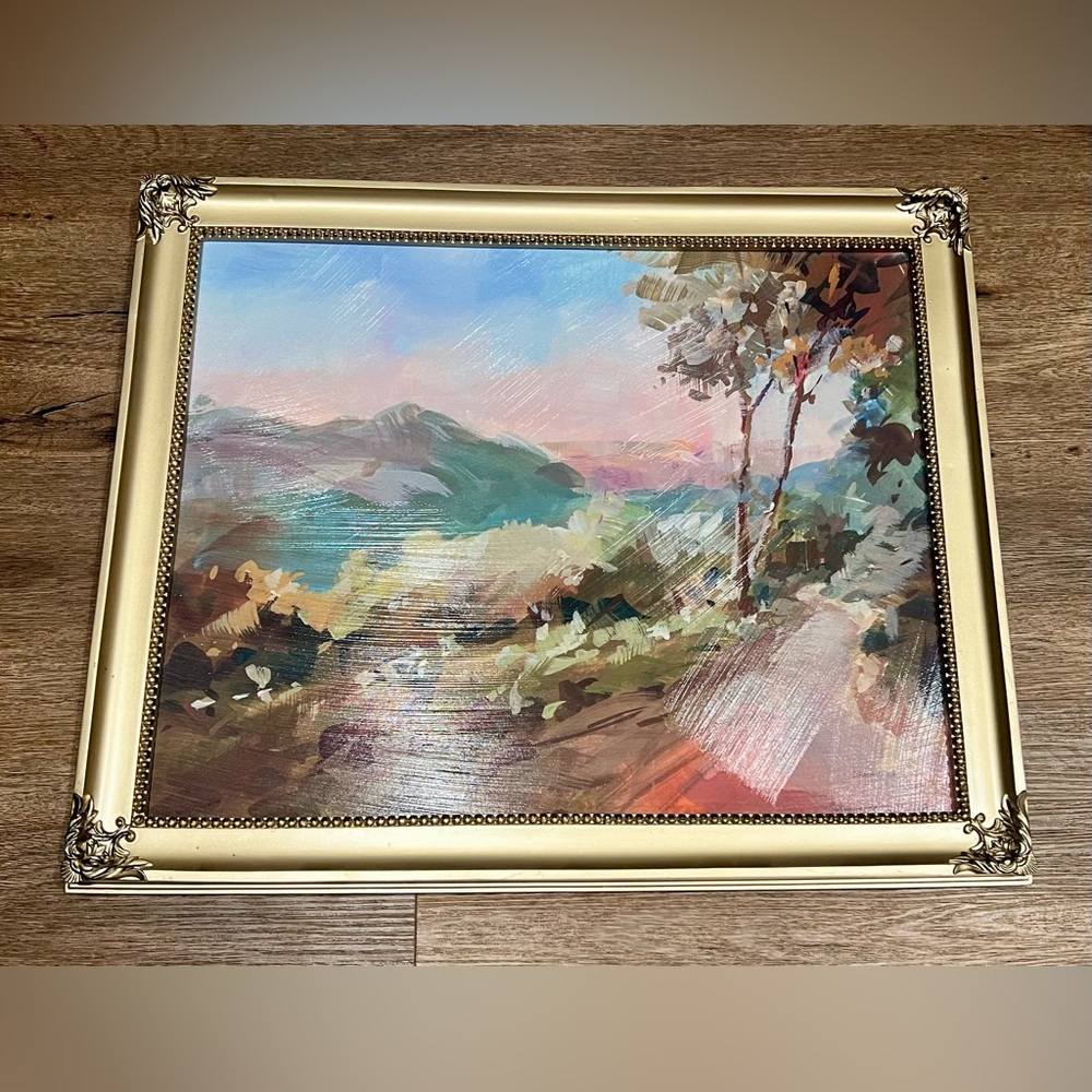 Scenic Landscape Painting in Gold Frame